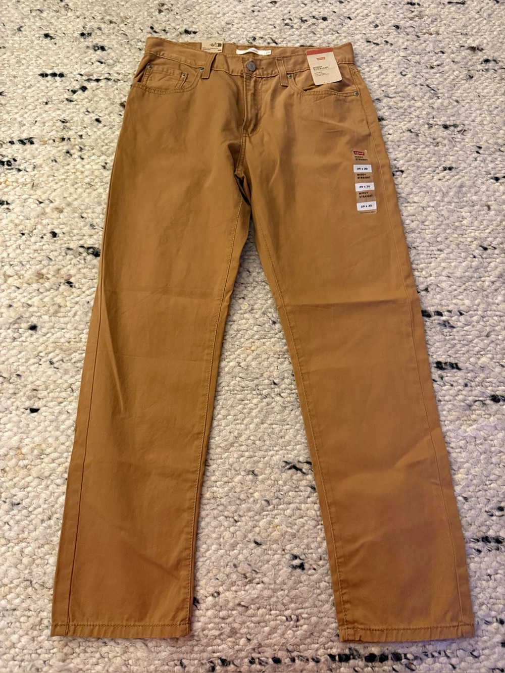 Levis Womens Middy Straight Mid Rise Pants Brown Cotton 29x30